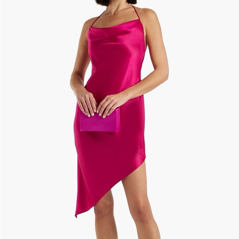 Alice + Olivia Harmony pink halter cowl neck asymmetric slip dress